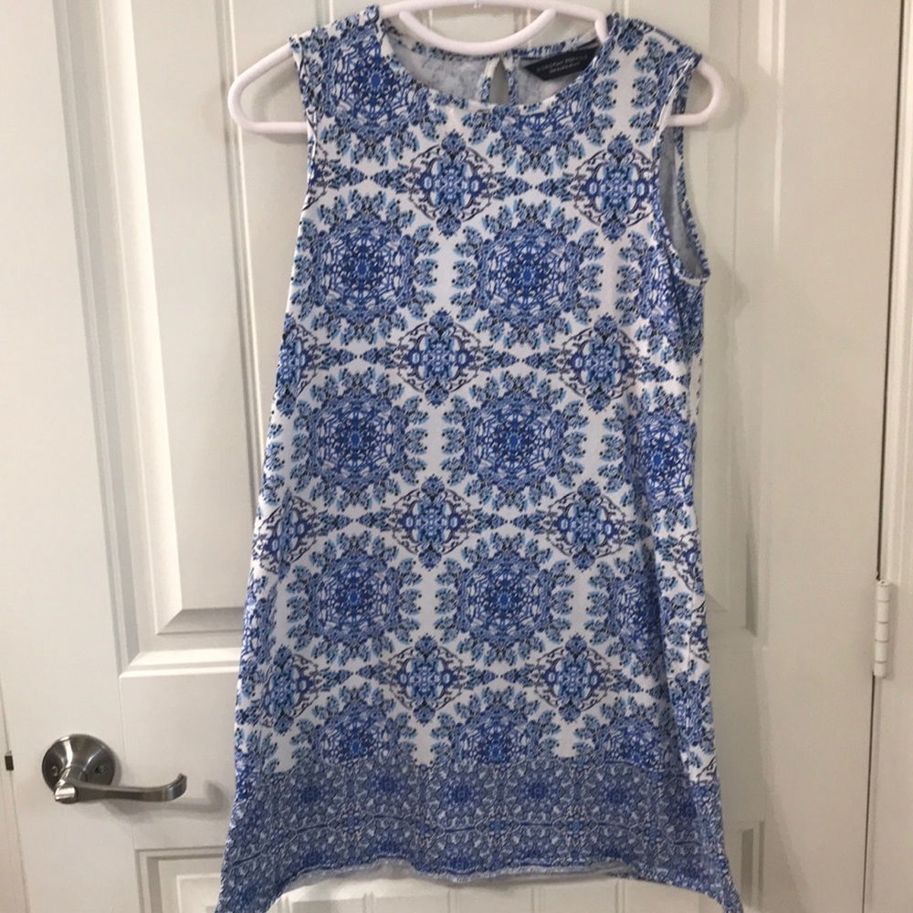Blue medallion print mini dress